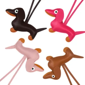 Leather Keychain Dachshund Dog Bag Charm